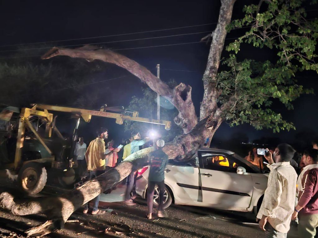 चलती कार पर गिरी मौत जैसी डाल…एक चूक और टल गया बड़ा हादसा