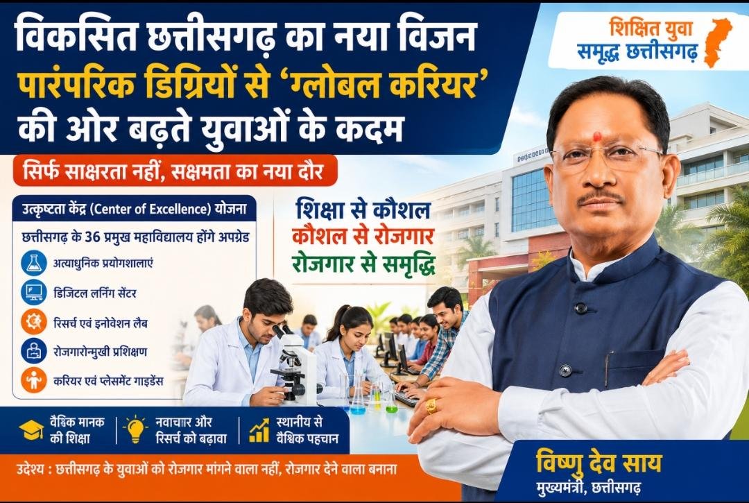 रायपुर : विशेष लेख : विकसित छत्तीसगढ़ का नया विजन: पारंपरिक डिग्रियों से ‘ग्लोबल करियर’ की ओर बढ़ते युवाओं के कदम