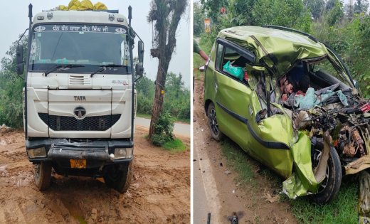 भीषण सड़क हादसा, हाईवा और कार की सीधी टक्कर में दो कारोबारियों की मौत