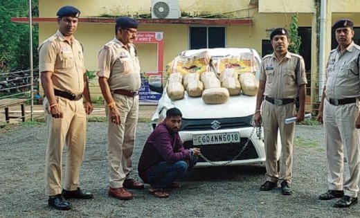 ओडिशा से गांजा लेकर दुर्ग जा रहा था आरोपी, माना कैंप पुलिस की नाकेबंदी देख भागा; कार से 21.964 किलो माल बरामद