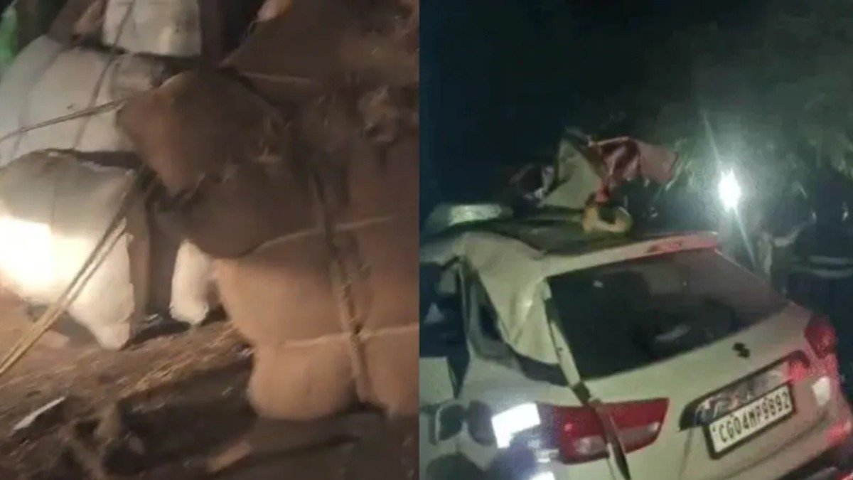 रायपुर में कार और ट्रैक्टर की भीषण भिड़ंत, पुलिसकर्मी समेत दो की मौत, एक युवक गंभीर रूप से घायल